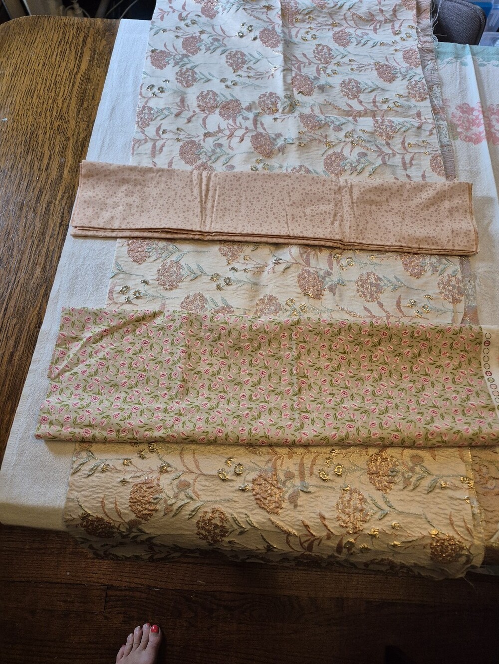 Jaquard Floral Brocade (27"X 57" minus) Cotton Quilt in Blush Pink & Cream Batik